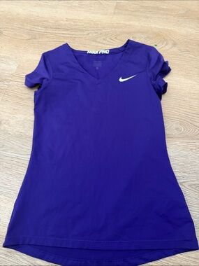Nike Purple V-Neck Performance Top with White Swoosh